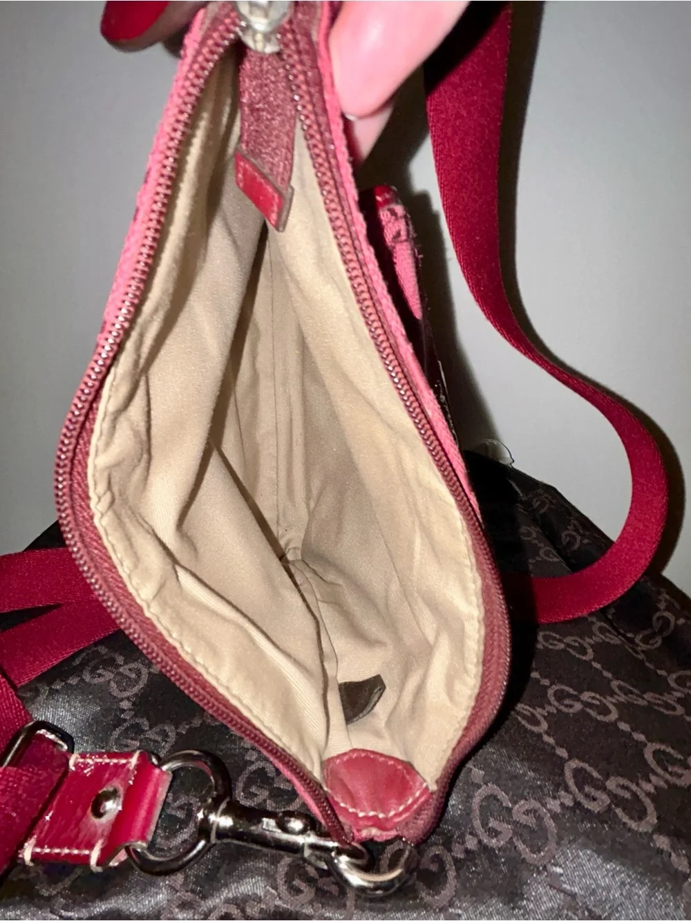Coach Signature Swingpack Crossbody Bag in Red/Burgundy